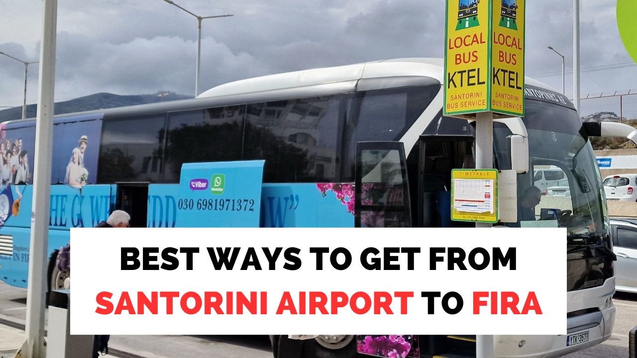 Jak se dostat z letiště Santorini do města Fira na ostrově Santorini?